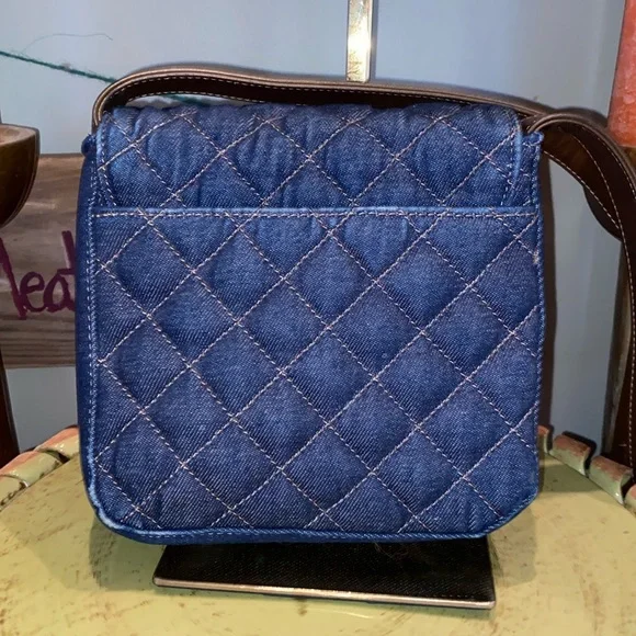 Blue Quilted Denim Crossbody Bag - Picture 2 of 11
